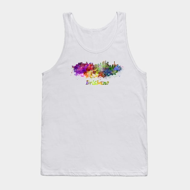 Brisbane skyline in watercolor Tank Top by PaulrommerArt